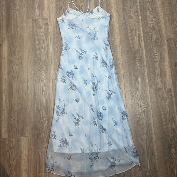 Y2K a fortiori Light Blue Floral Maxi Dress Women’s Size 13 - Picture 6 of 6
